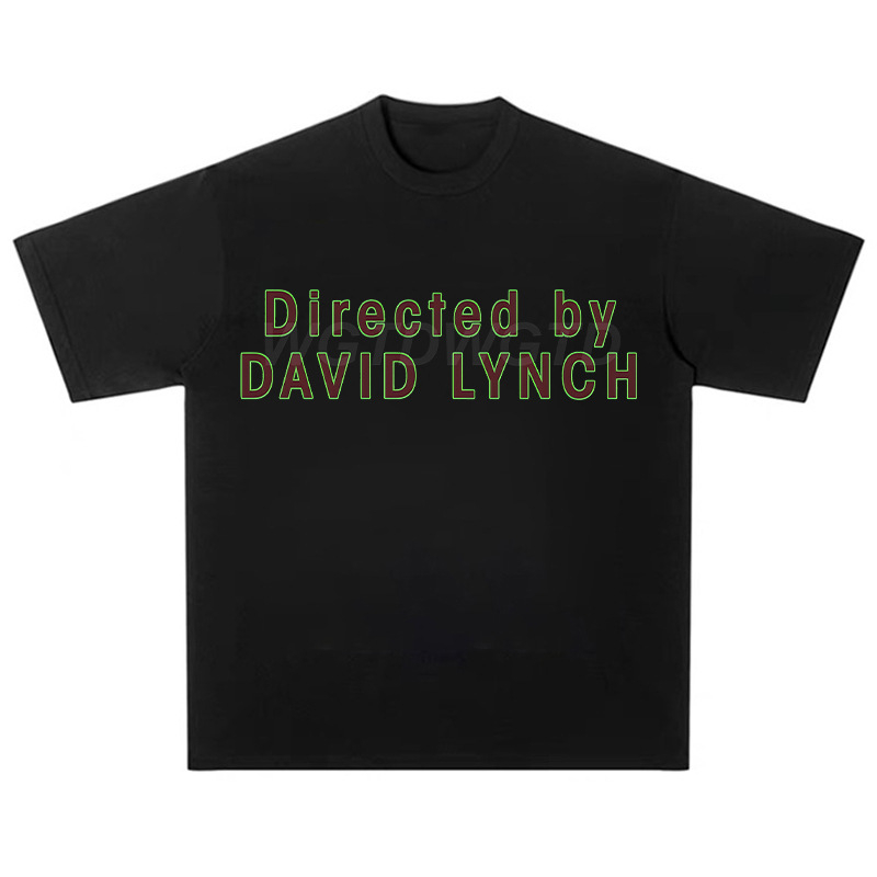 Tricou David Lynch Cross-Border American Oversize cu imprimeu negru din bumbac, cu mânecă scurtă, stil street ...