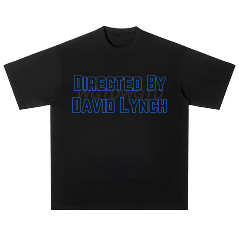 Tricou David Lynch Cross-Border American Oversize cu imprimeu negru din bumbac, cu mânecă scurtă, stil street ...