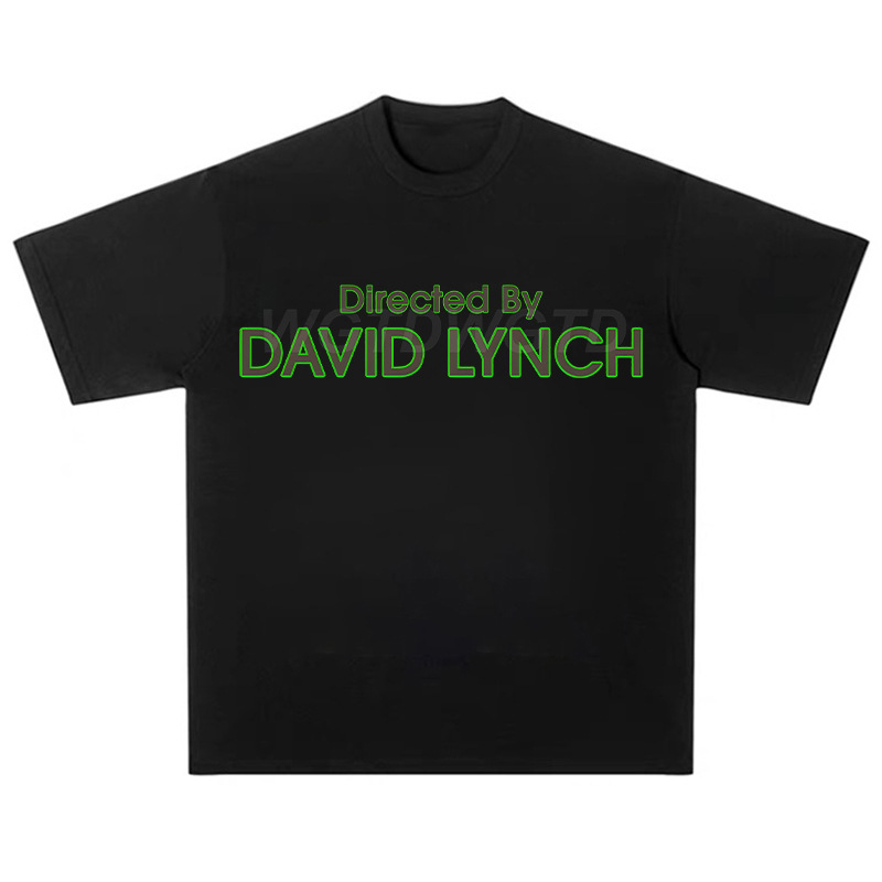 Tricou David Lynch Cross-Border American Oversize cu imprimeu negru din bumbac, cu mânecă scurtă, stil street ...