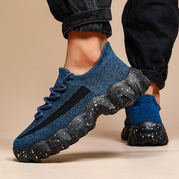 Αποκλειστικά σε διασυνοριακό επίπεδο για το AliExpress Amazon, αθλητικά ανδρικά παπούτσια για μεγάλα μεγέθη, αναπνεύσιμα, πλεκτά παπούτσια με κορδόνια, casual παπούτσια για τρέξιμο, plus size