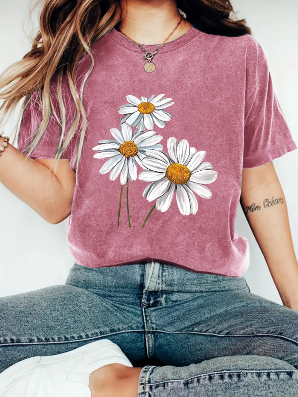 Amazon eBay Nova modna majica kratkih rukava s cvjetnim printom, ljetna europska i američka trendi ženska majica, ženski top na zalihi