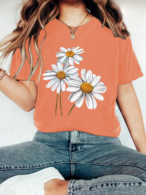 Amazon eBay Nova modna majica kratkih rukava s cvjetnim printom, ljetna europska i američka trendi ženska majica, ženski top na zalihi