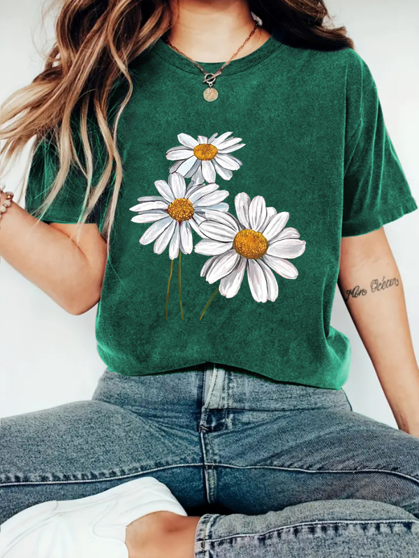 Amazon eBay Nova modna majica kratkih rukava s cvjetnim printom, ljetna europska i američka trendi ženska majica, ženski top na zalihi