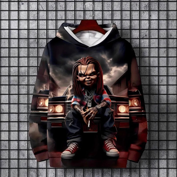 Европа и Съединените щати трансграничен нов нишов мъжки суичър с качулка с 3D дигитален печат, уличен свободен пуловер