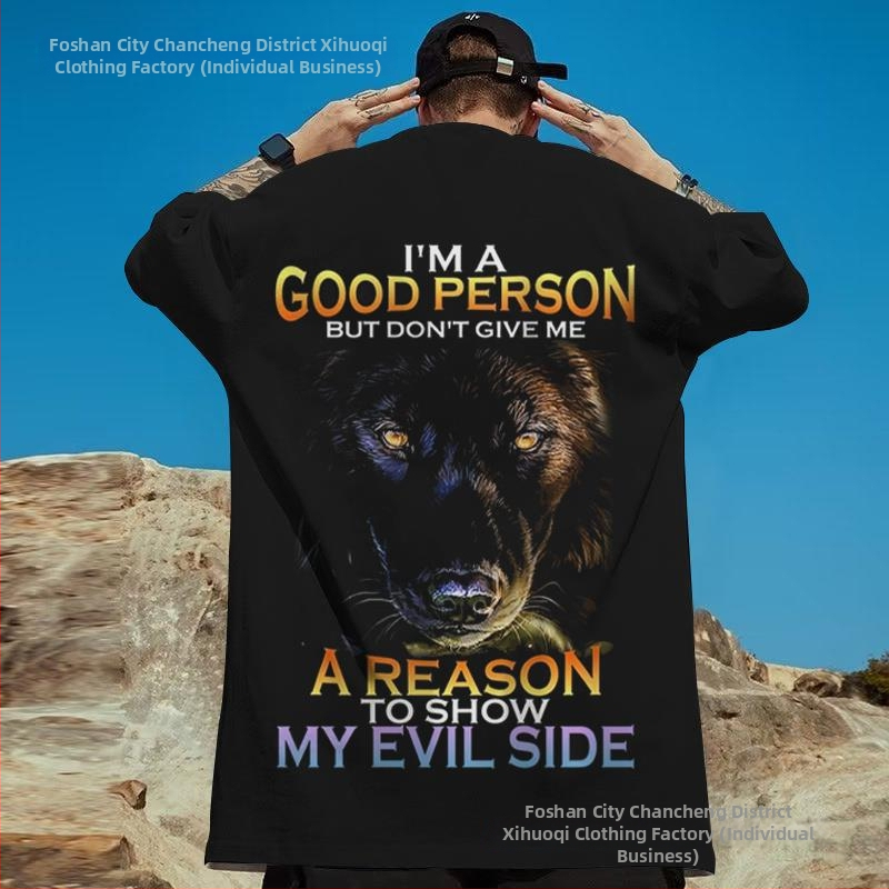 Pánske tričká s 3D potlačou vlka a zvieratami, pouličné tričko Harajuku