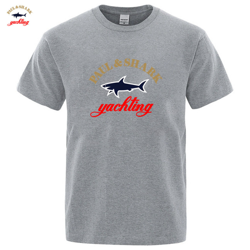 2025. gada Amazon Wish Eiropas un Amerikas pārrobežu vasaras haizivs apdrukas modes pāru tīras kokvilnas īsroku T-krekls vīriešiem un sievietēm