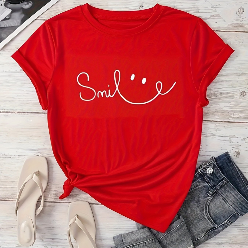 2025 Nový dámsky top s krátkym rukávom a potlačou American European Station od AliExpress s krevetami a Amazonom, cezhraničný prístup, TEMU