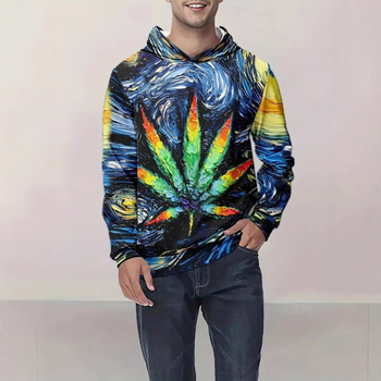 Amazon Crossborder Нов мъжки суичър с дълъг ръкав, 3D дигитален печат, улична мода, щампован, свободен пуловер