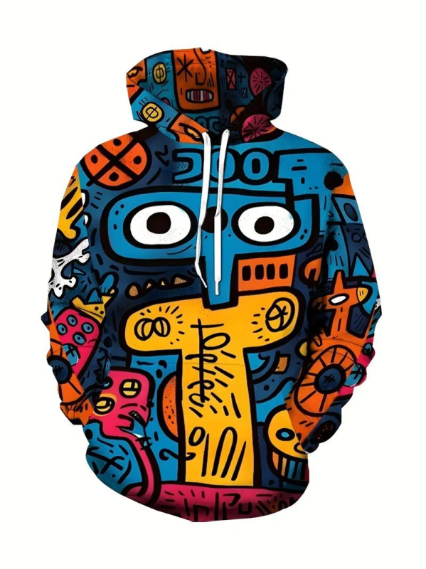 Amazon Cross-border Νέο Ανδρικό Φούτερ με Κουκούλα με Μακρύ Μανίκι 3D Ψηφιακή Εκτύπωση Street Fashion Τυπωμένο Ριχτό Πουλόβερ