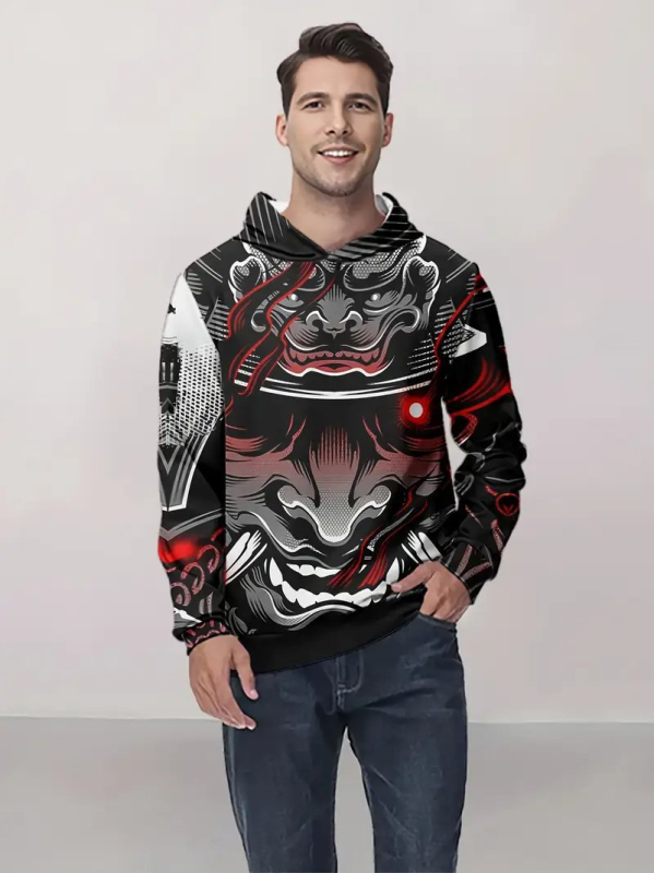 Amazon Cross-border Νέο Ανδρικό Φούτερ με Κουκούλα με Μακρύ Μανίκι 3D Ψηφιακή Εκτύπωση Street Fashion Τυπωμένο Ριχτό Πουλόβερ