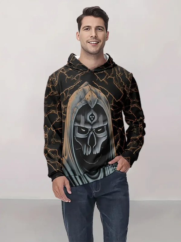 Amazon Cross-border Νέο Ανδρικό Φούτερ με Κουκούλα με Μακρύ Μανίκι 3D Ψηφιακή Εκτύπωση Street Fashion Τυπωμένο Ριχτό Πουλόβερ