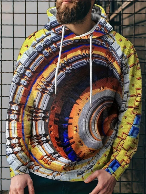 Amazon Cross-border Νέο Ανδρικό Φούτερ με Κουκούλα με Μακρύ Μανίκι 3D Ψηφιακή Εκτύπωση Street Fashion Τυπωμένο Ριχτό Πουλόβερ