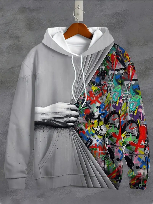 Amazon Cross-border Νέο Ανδρικό Φούτερ με Κουκούλα με Μακρύ Μανίκι 3D Ψηφιακή Εκτύπωση Street Fashion Τυπωμένο Ριχτό Πουλόβερ