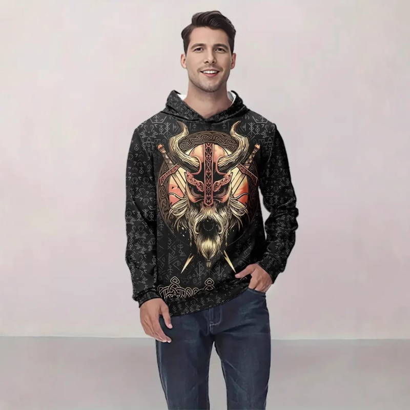 Amazon Cross-border Νέο Ανδρικό Φούτερ με Κουκούλα με Μακρύ Μανίκι 3D Ψηφιακή Εκτύπωση Street Fashion Τυπωμένο Ριχτό Πουλόβερ