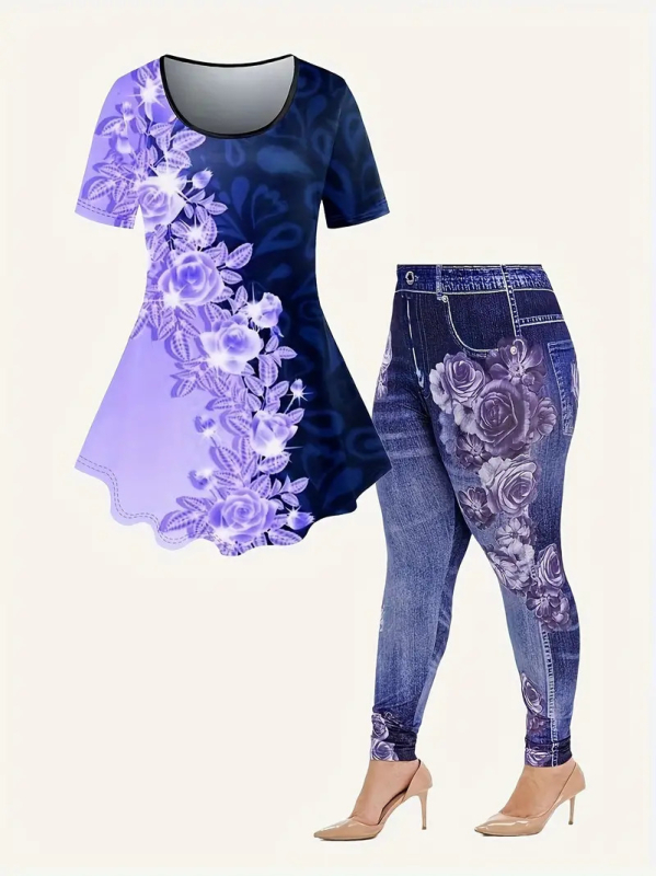 Fete cu mânecă scurtă, nou, primăvară și vară, respirabil, top, stil denim, slim, pantaloni de yoga, costum de modă european și american