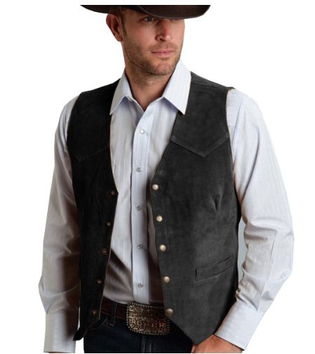 Vyriška zomšinė liemenė. Verslo stiliaus, prigludusi liemenė.