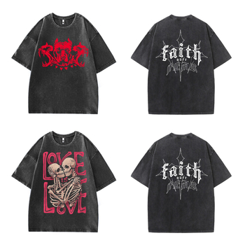 Καλοκαίρι 2024, Αμερικανικό στυλ, vintage, πλυμένο, παλαιωμένο στυλ, τυπωμένο, κοντομάνικο, χαλαρό, μοντέρνο, street μπλουζάκι, για άνδρες και γυναίκες, από βαμβάκι