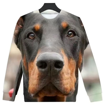 Есен 2025 нова тениска с 3D принт на куче, модна тенденция, кръгло деколте, дълъг ръкав, личност, забавни дрехи