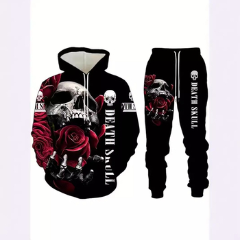 Европейски и американски синьо-бял гримасен лъв широк мъжки пуловер костюм ежедневен 3D дигитален печат трансгранична електронна търговия тема най-продавани