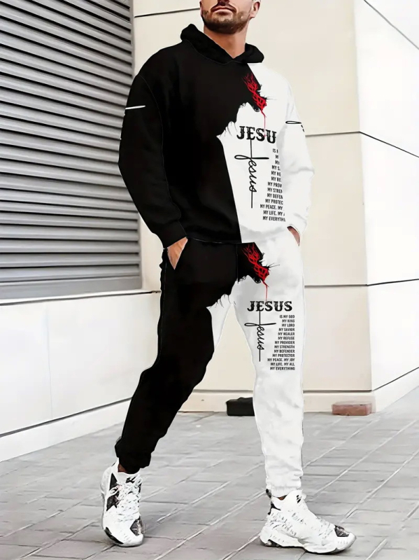 Pulover bărbătesc european și american, albastru și alb, cu grimasă de leu, lejer, casual, imprimare digitală 3D, comerț electronic transfrontalier, cel mai bine vândut temu