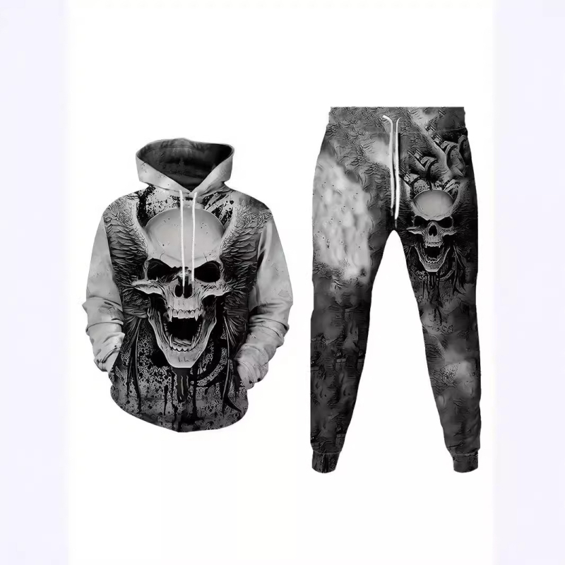 Pulover bărbătesc european și american, albastru și alb, cu grimasă de leu, lejer, casual, imprimare digitală 3D, comerț electronic transfrontalier, cel mai bine vândut temu