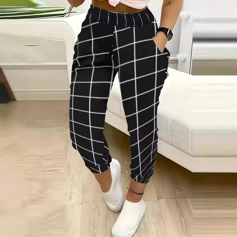 Pantaloni sport pentru femei, de primăvară și toamnă, noi, 2024, cu buzunar, geometric, ML1