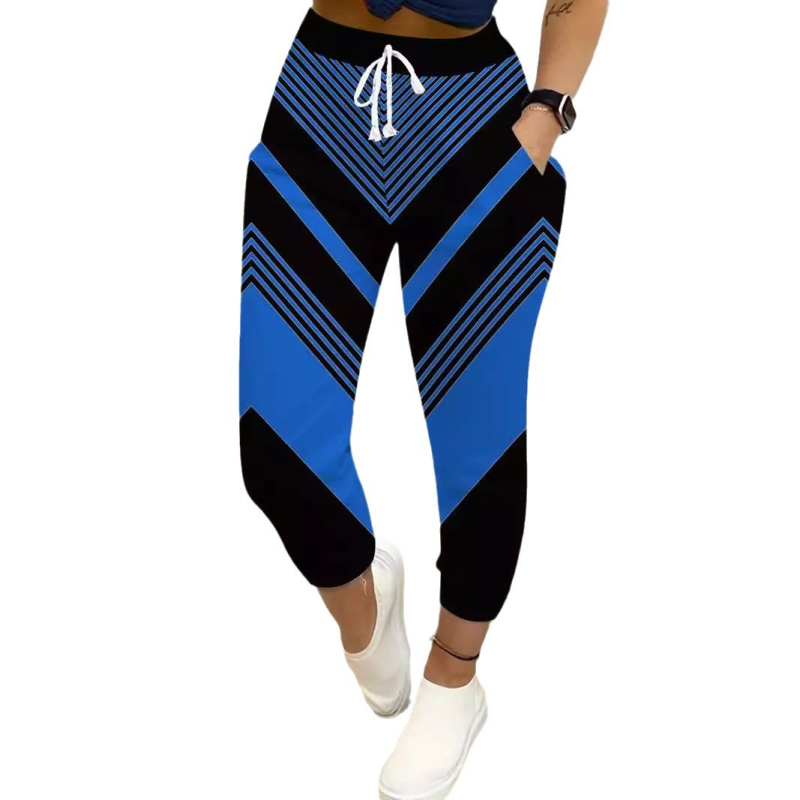 Pantaloni sport pentru femei, de primăvară și toamnă, noi, 2024, cu buzunar, geometric, ML1