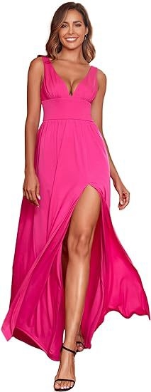 Euroopa ja Ameerika Aliexpressi õhtukleit 2025 seksikas naiste sügava V-kaelusega varrukateta küljelõhikuga põrandani ulatuv õhtukleit lihtne