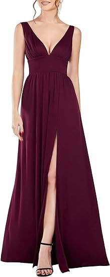 Euroopa ja Ameerika Aliexpressi õhtukleit 2025 seksikas naiste sügava V-kaelusega varrukateta küljelõhikuga põrandani ulatuv õhtukleit lihtne