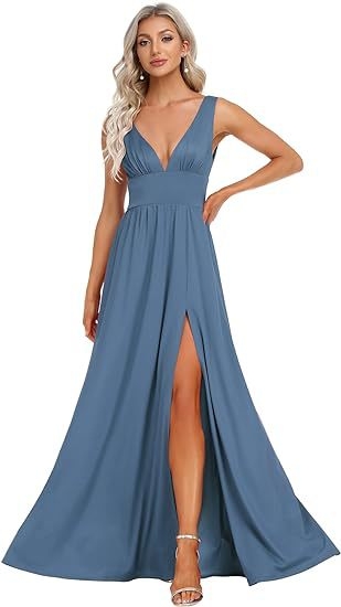 Euroopa ja Ameerika Aliexpressi õhtukleit 2025 seksikas naiste sügava V-kaelusega varrukateta küljelõhikuga põrandani ulatuv õhtukleit lihtne