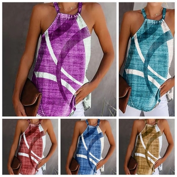 Maiou fără mâneci, cu imprimeu 3D color, pentru femei, în comerț exterior cu Amazon, în Europa și America, 2023