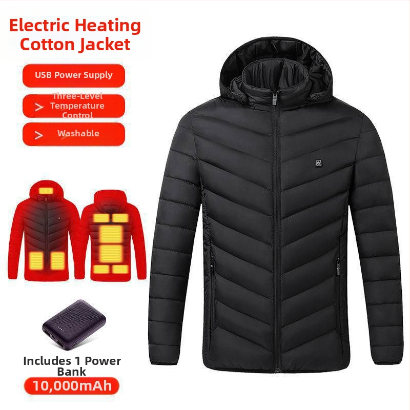Nová technológia elektrického vykurovania s bavlnenou podšívkou, pánska a dámska inteligentná vykurovacia bavlnená podšívka, nabíjanie oblečenia s celotelovým vykurovaním, zimný kabát