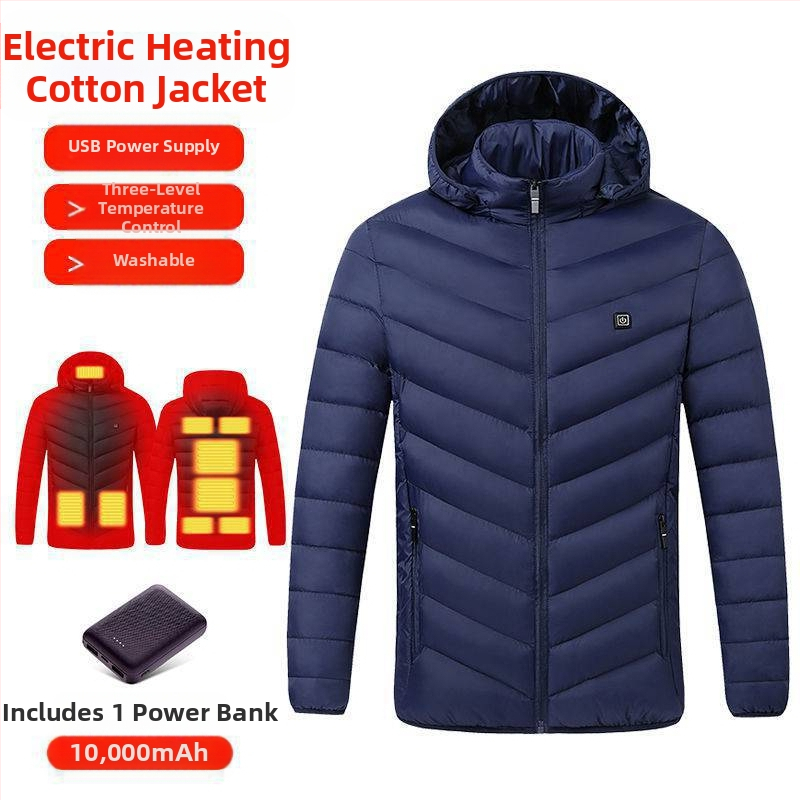 Nová technológia elektrického vykurovania s bavlnenou podšívkou, pánska a dámska inteligentná vykurovacia bavlnená podšívka, nabíjanie oblečenia s celotelovým vykurovaním, zimný kabát