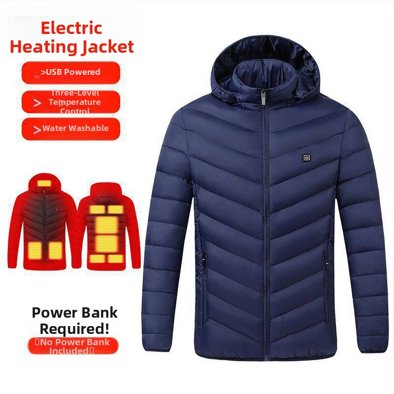 Nová technológia elektrického vykurovania s bavlnenou podšívkou, pánska a dámska inteligentná vykurovacia bavlnená podšívka, nabíjanie oblečenia s celotelovým vykurovaním, zimný kabát