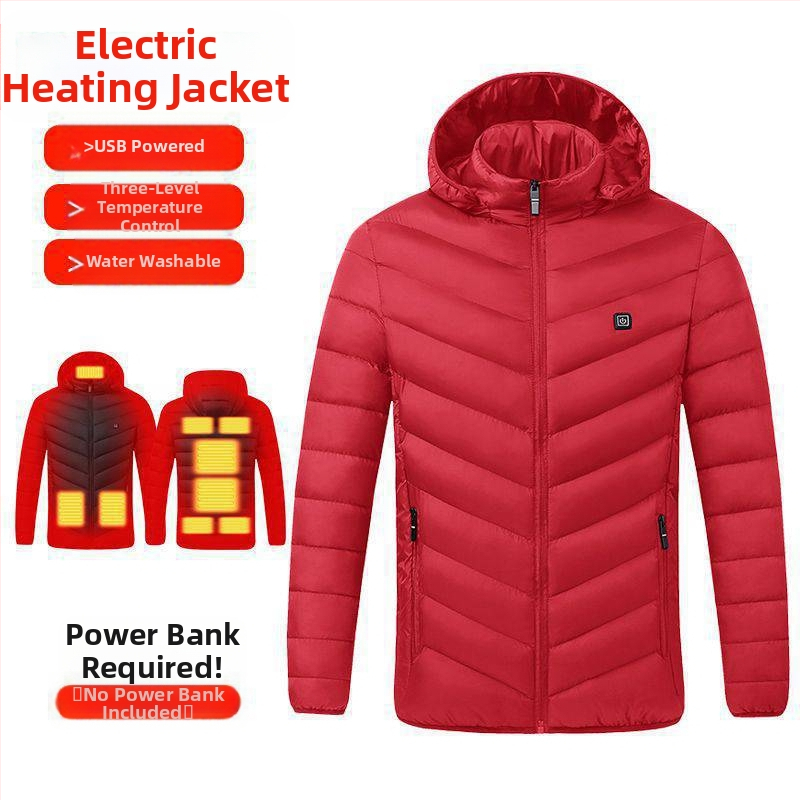 Nová technológia elektrického vykurovania s bavlnenou podšívkou, pánska a dámska inteligentná vykurovacia bavlnená podšívka, nabíjanie oblečenia s celotelovým vykurovaním, zimný kabát