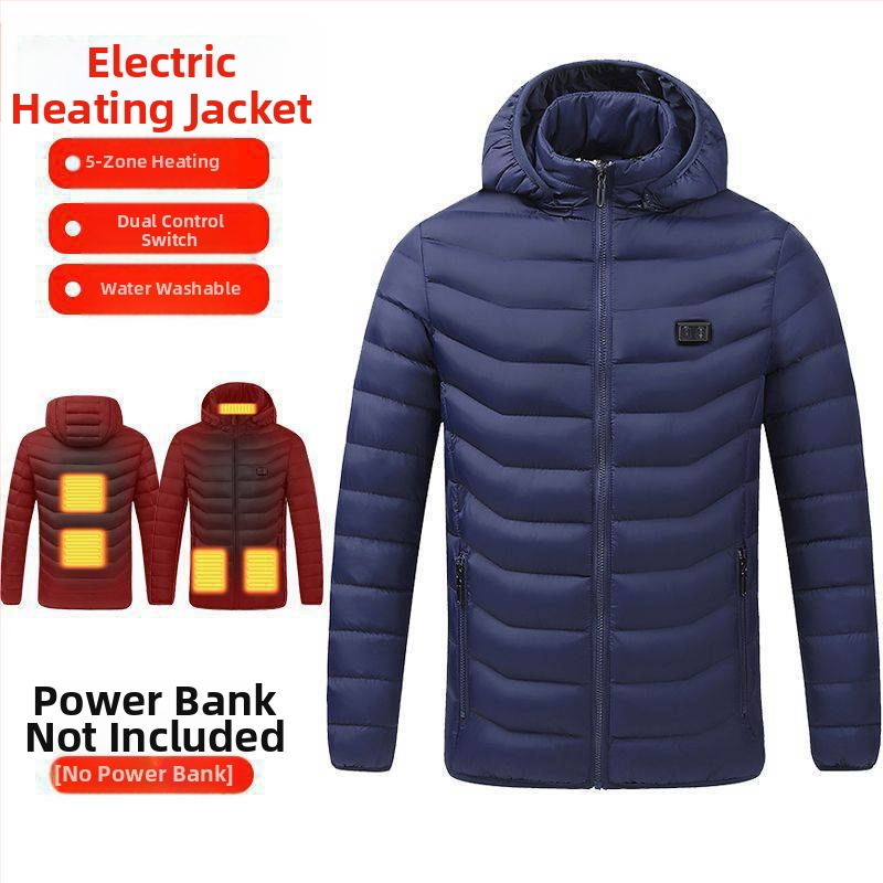 Nová technológia elektrického vykurovania s bavlnenou podšívkou, pánska a dámska inteligentná vykurovacia bavlnená podšívka, nabíjanie oblečenia s celotelovým vykurovaním, zimný kabát