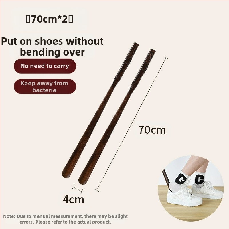 Medžio masyvo batų traukiklis, ilga rankena, pagyvenusių moterų, nėščių moterų, nesulenktų batų, dėvėtų batų artefaktą, medinį batų traukiklį, taupantį laiką