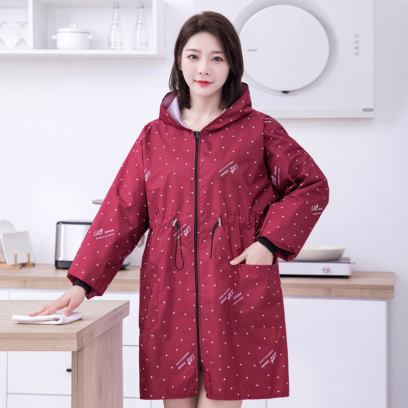 Kodumajapidamises kasutatav köögipõll pikkade varrukatega naiste köögi veekindel vööümbris internetikuulsuste õlikindel saastumisvastane tõmblukuga põll