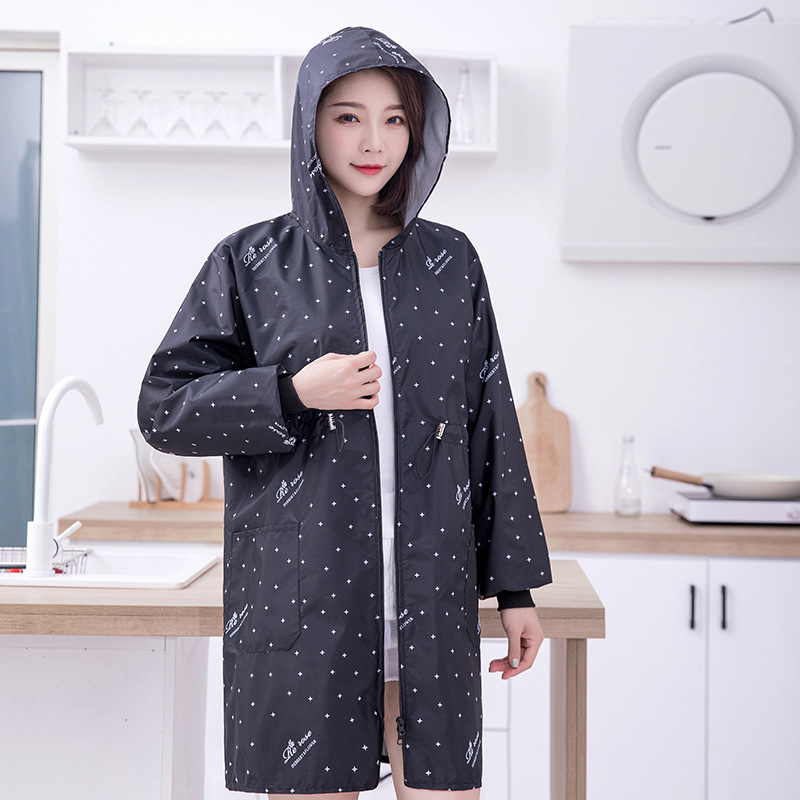 Kodumajapidamises kasutatav köögipõll pikkade varrukatega naiste köögi veekindel vööümbris internetikuulsuste õlikindel saastumisvastane tõmblukuga põll