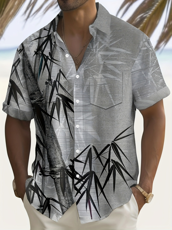 Καλοκαιρινό διασυνοριακό ανδρικό πουκάμισο με πέτο, χαβανέζικης μόδας, χαλαρό, σε μέγεθος, με τρισδιάστατη ψηφιακή εκτύπωση, για άνδρες, με κοντό μανίκι, σε φαρδιά γραμμή, για συνταξιούχους, Ευρώπη και Ηνωμένες Πολιτείες.