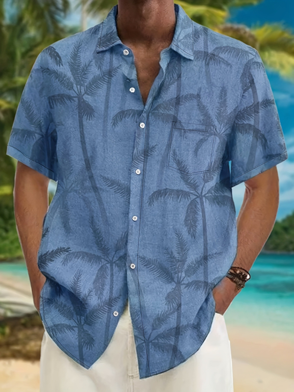 Καλοκαιρινό διασυνοριακό ανδρικό πουκάμισο με πέτο, χαβανέζικης μόδας, χαλαρό, σε μέγεθος, με τρισδιάστατη ψηφιακή εκτύπωση, για άνδρες, με κοντό μανίκι, σε φαρδιά γραμμή, για συνταξιούχους, Ευρώπη και Ηνωμένες Πολιτείες.