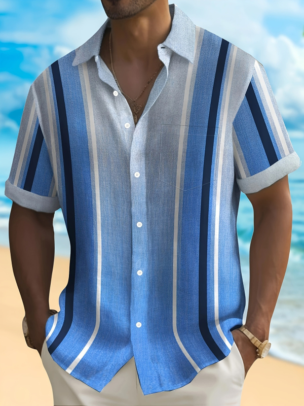 Καλοκαιρινό διασυνοριακό ανδρικό πουκάμισο με πέτο, χαβανέζικης μόδας, χαλαρό, σε μέγεθος, με τρισδιάστατη ψηφιακή εκτύπωση, για άνδρες, με κοντό μανίκι, σε φαρδιά γραμμή, για συνταξιούχους, Ευρώπη και Ηνωμένες Πολιτείες.