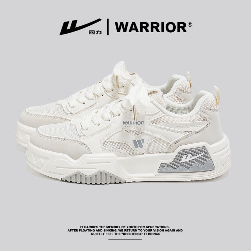 „Warrior“ pavasario populiarūs balti moteriški bateliai 2024 m. nauji nišiniai universalūs minkšto dugno sportiniai bateliai, lentos formos bateliai, kamuoliuko formos bateliai.