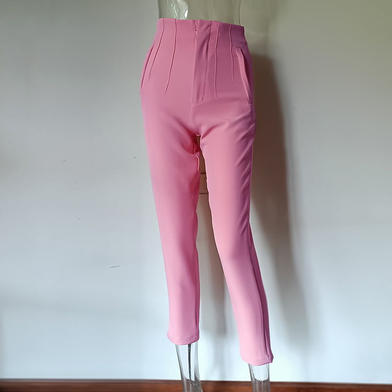 2023 Noi explozii europene și americane transfrontaliere AliExpress Amazon plisate casual talie înaltă culoare solidă slim fit pantaloni de bază