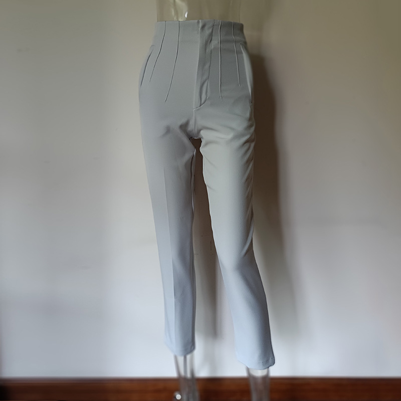 2023 Noi explozii europene și americane transfrontaliere AliExpress Amazon plisate casual talie înaltă culoare solidă slim fit pantaloni de bază