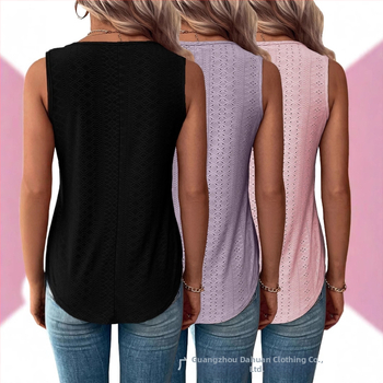 Vestă de vară 2025, lejeră, din trei piese, cu gol, confortabilă, europeană și americană, casual, cu decolteu în V, jacquard, pentru femei, aprovizionare transfrontalieră cu ridicata