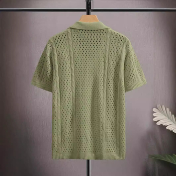 Cămașă bărbătească transfrontalieră TEMU Xiyin Amazon tricotată cu rever și mânecă scurtă, stil vintage american de sărbătoare