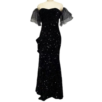 2025 Nou Comerț Exterior Transfrontalier Nou Îmbrăcăminte pentru Femei Site Independent Ebay Rochie de Petrecere Sexy din Mătase Lucioasă cu Mânecă Scurtă