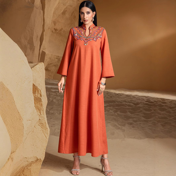 Ba5253 Rochie elegantă arabică, cusută manual, din Orientul Mijlociu, din industrie grea, cusută manual, cu diamante, lejeră, pentru export, îmbrăcăminte pentru femei din Orientul Mijlociu