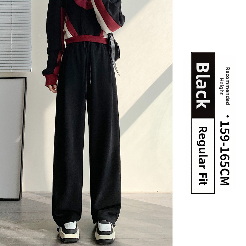 Pantaloni sport gri alb pentru femei, primăvara și toamna vara 2024, talie înaltă, subțire, cu picior drept, pantaloni largi, pantaloni sport casual mici